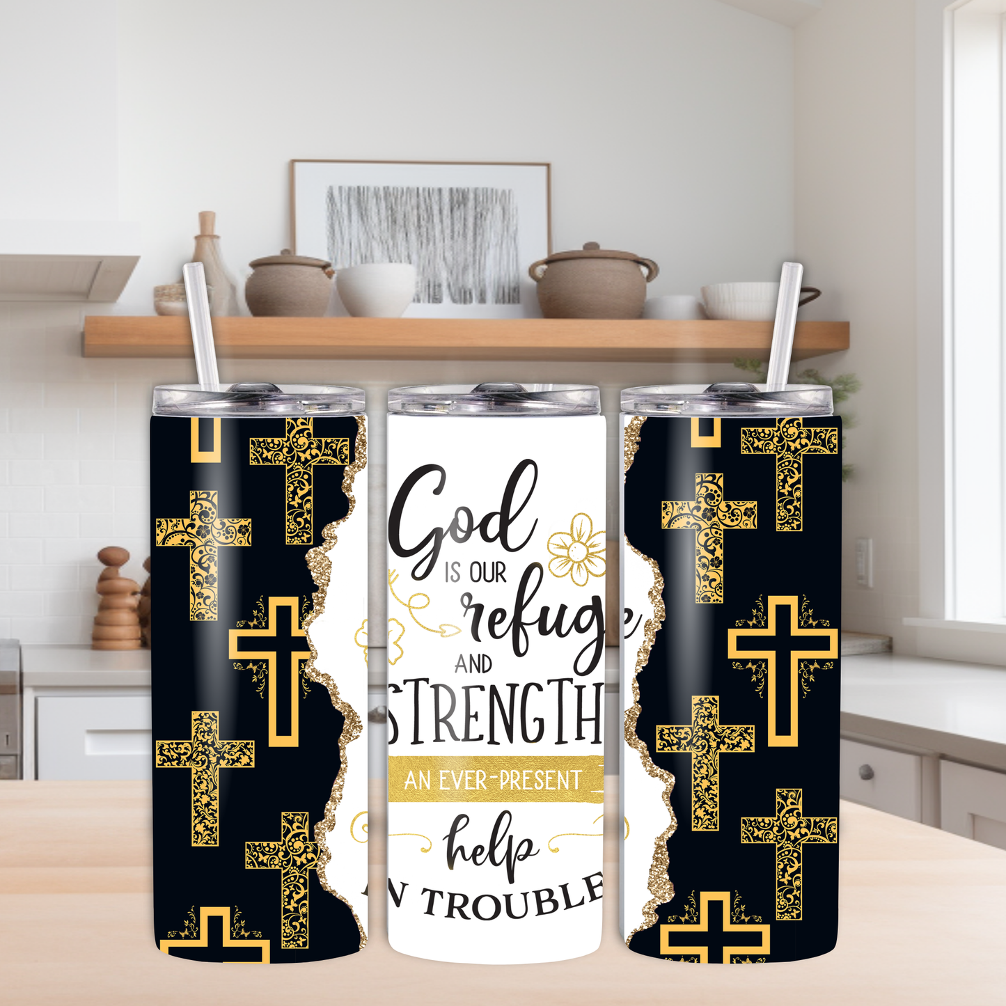 God is my refuge and strength 20oz tumbler