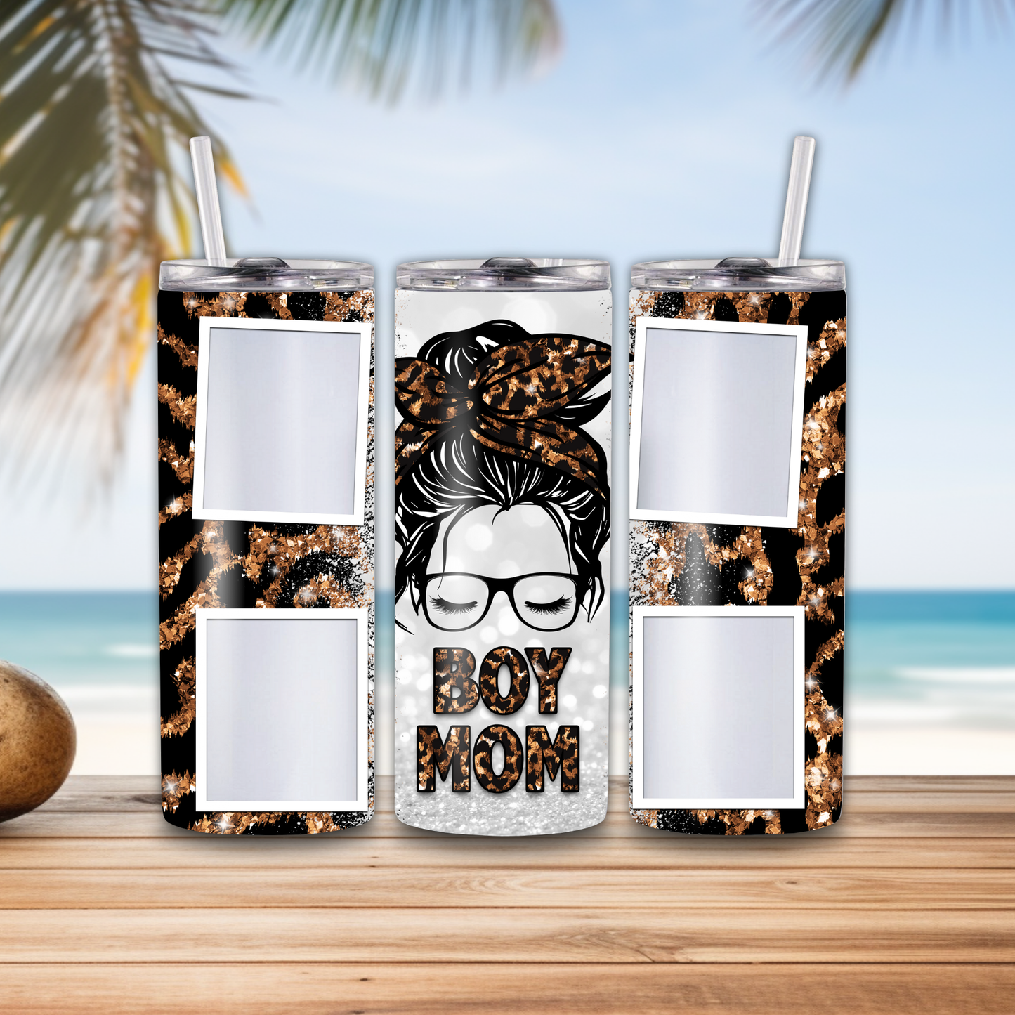 Personalized Boy Mom cheetah print 20oz tumbler